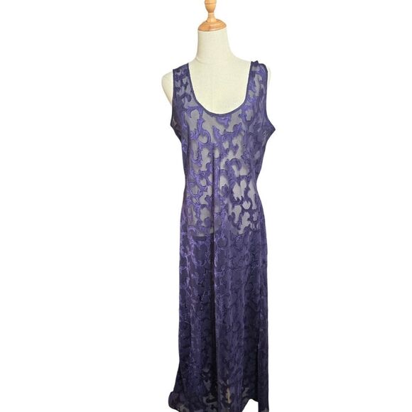 Victoria's Secret Vintage Purple Sheer Patterned Maxi Dress - Picture 1 of 7